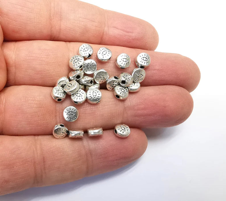 10 Antique Silver Beads, Antique Silver Plated Findings (6mm) G29252