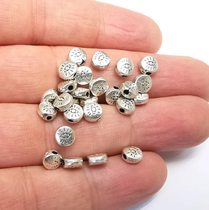 10 Antique Silver Beads, Antique Silver Plated Findings (6mm) G29252