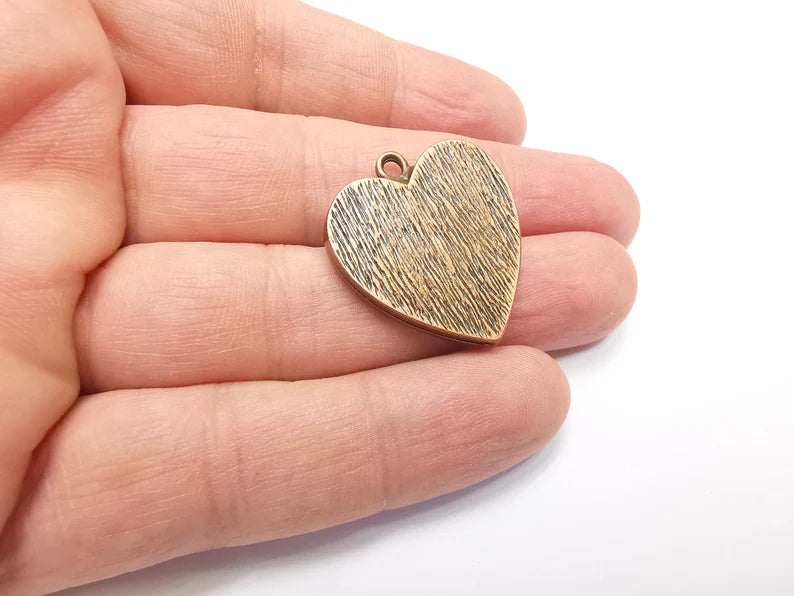 Heart Pendant Bezels, Resin Blank, inlay Mountings, Mosaic Frame, Cabochon Bases, Dry Flower Settings Antique Copper Plated (25x25mm) G29265