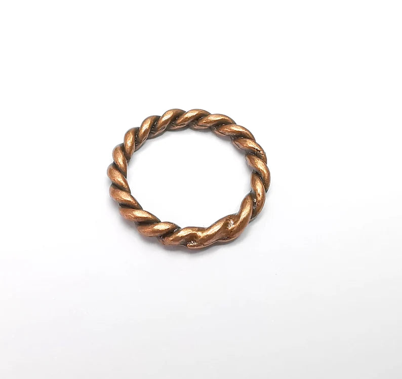 2 Round Twisted Circle Antique Copper Plated Circle Findings (25mm) G29268