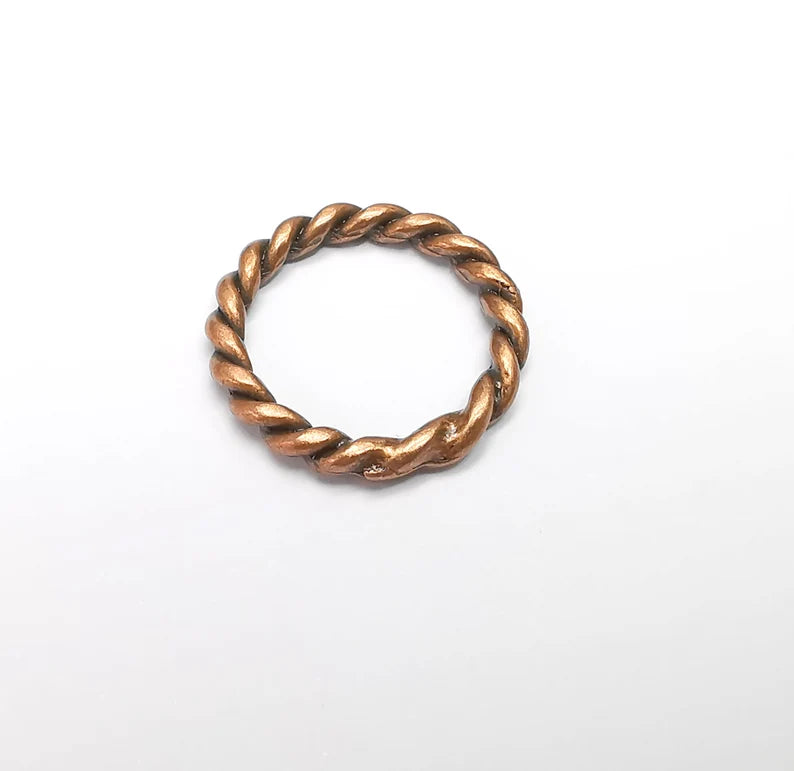 2 Round Twisted Circle Antique Copper Plated Circle Findings (25mm) G29268
