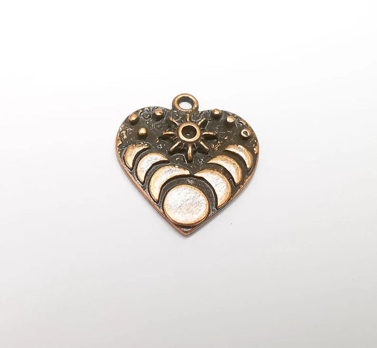 Heart Moon Star Charms Crescent State of The Moon Pendant Antique Copper Plated Charms (25x23mm) G29274