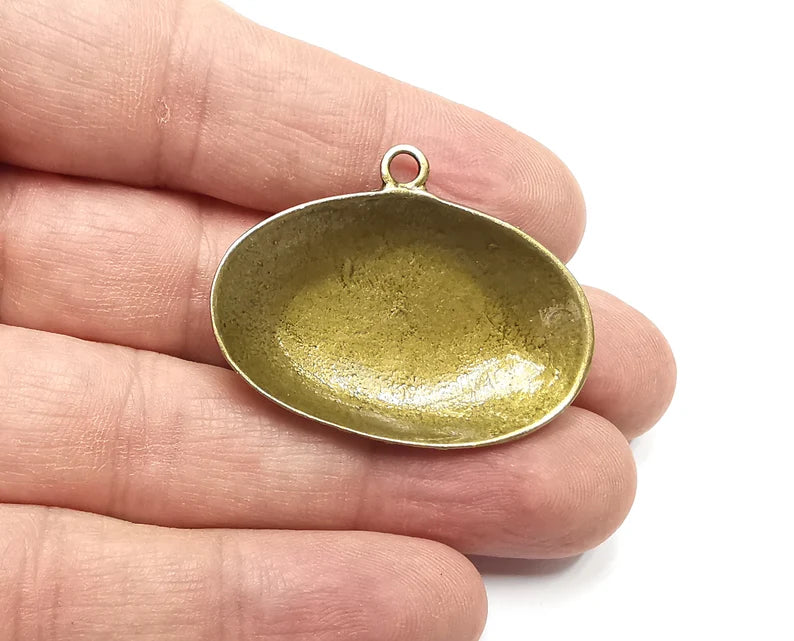 Hammered Oval Domed Charms, Antique Bronze Plated Teardrop Charms (40x31mm) G29280
