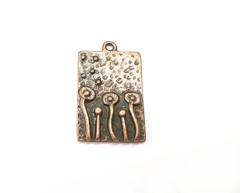 Mushrooms Charms Antique Copper Plated Rectangle Charms (30x19mm) G29053