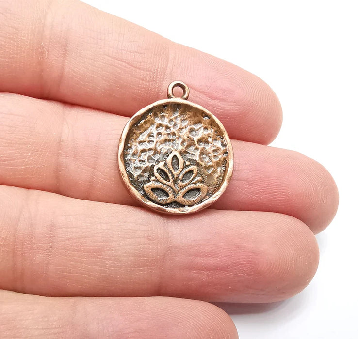 Lotus Leaf Charms Antique Copper Plated Round Charms (25x21mm) G29287