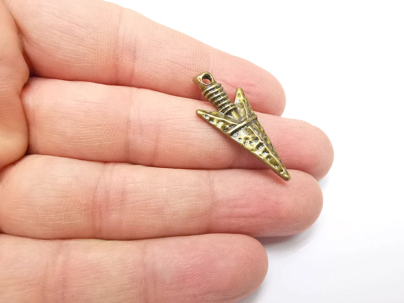 4 Antique Bronze Plated Charms (34x16mm) G29291
