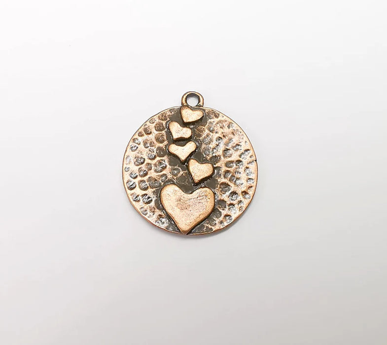 Hearts Charms Antique Copper Plated Hammered Charms (28x25mm) G29292