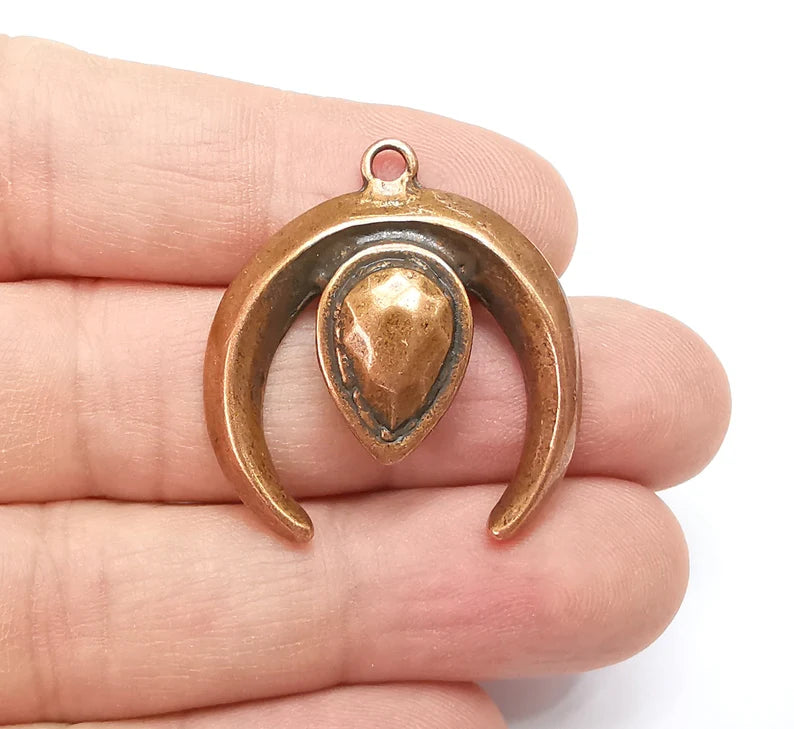 Crescent Pear Charms Antique Copper Plated Charms (35x32mm) G29293
