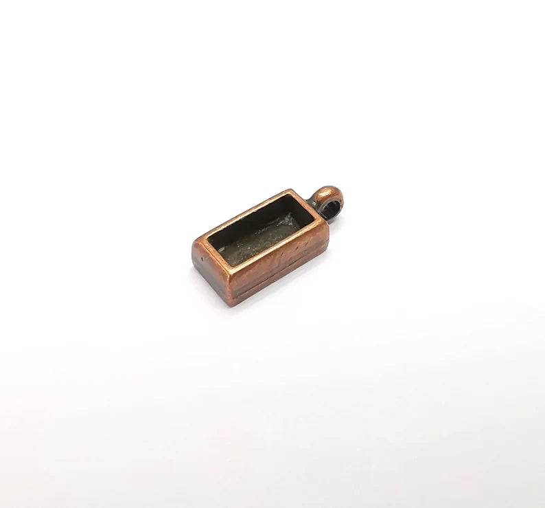 5 Rectangle Pendant Blanks, Resin Bezel Bases, Mosaic Mountings, Dry flower Frame, Polymer Clay base, Antique Copper Plated (10x4mm) G29295
