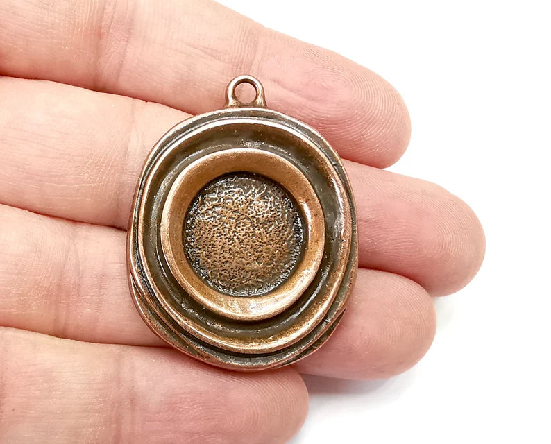 Round Pendant Blanks, Resin Bezel Bases, Mosaic Mountings, Dry flower Frame, Polymer Clay base, Antique Copper Plated (17mm) G29072