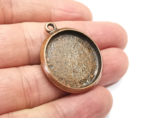 Round Charm Bezel, Resin Blank, inlay Mounting, Mosaic Pendant Frame, Cabochon Base,Dry Flower Setting,Antique copper Plated (25mm) G29082