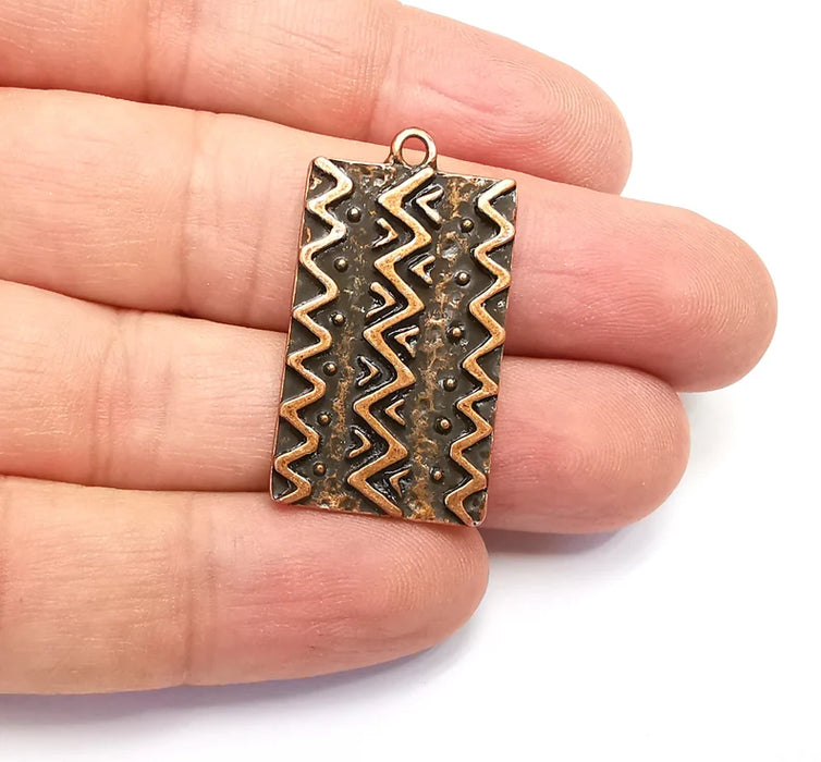 Inca Charms, Motif Charms, Antique Copper Plated (35x20mm) G29089