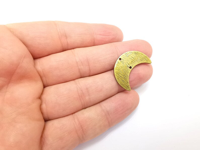2 Moon Crescent Connector Charms, The Phases of The Moon, Antique Bronze Plated Charms (27x19mm) G29096