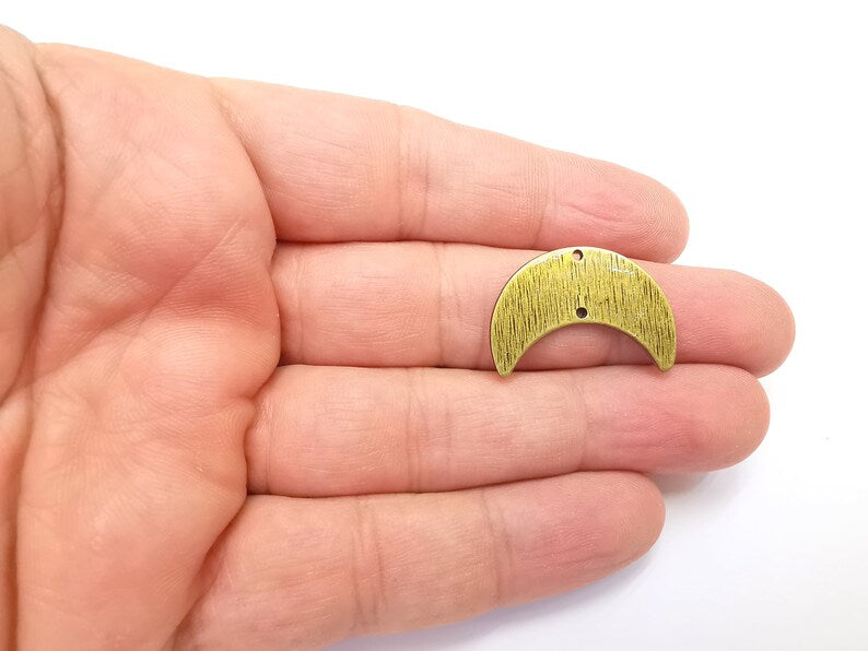 2 Moon Crescent Connector Charms, The Phases of The Moon, Antique Bronze Plated Charms (27x19mm) G29096