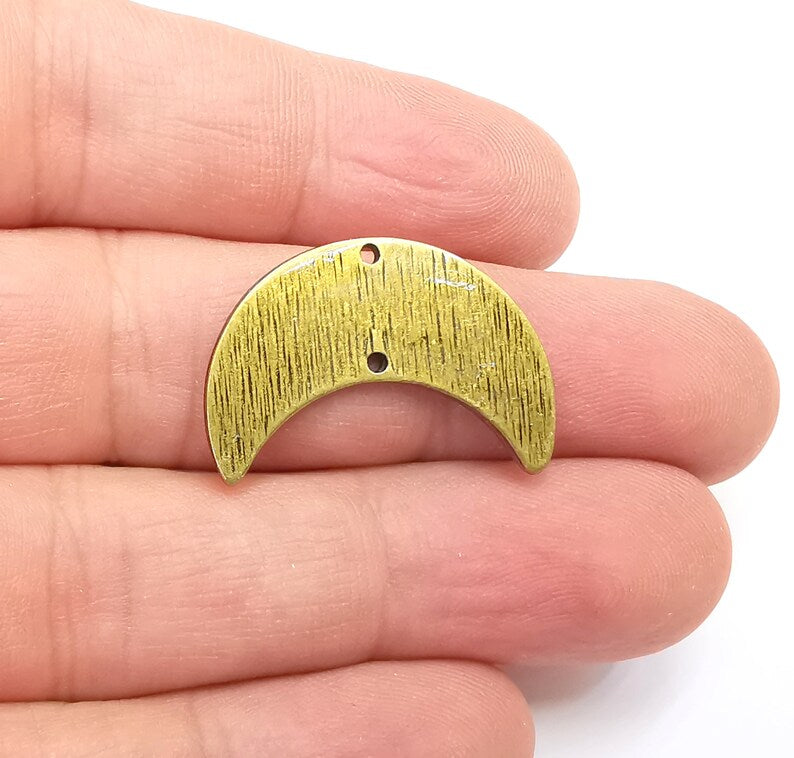 2 Moon Crescent Connector Charms, The Phases of The Moon, Antique Bronze Plated Charms (27x19mm) G29096