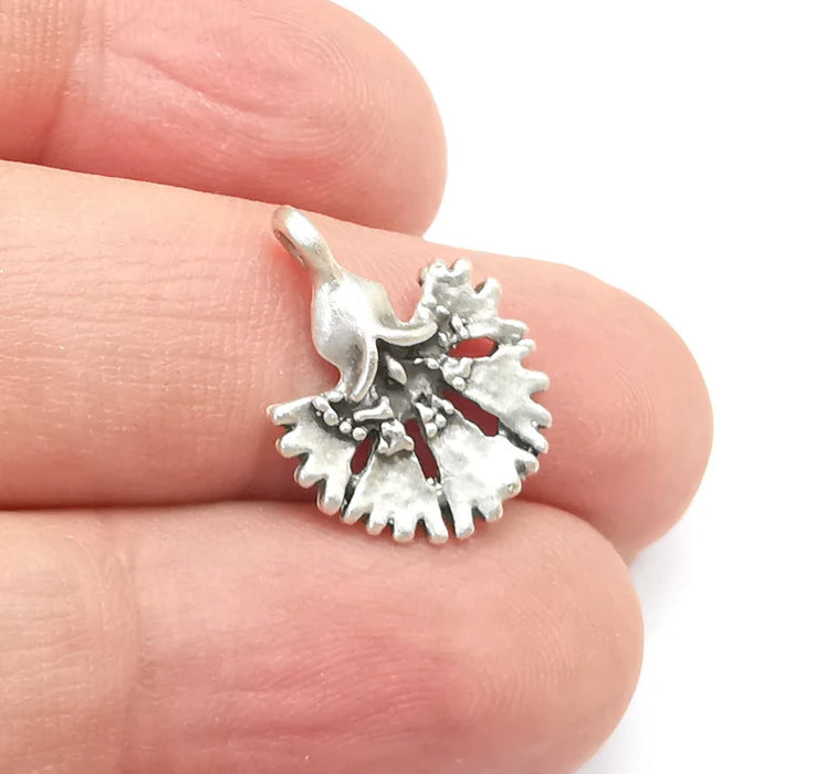 Flower Leaf Charms Antique Silver Plated Clove Brass (19x14mm) G29097