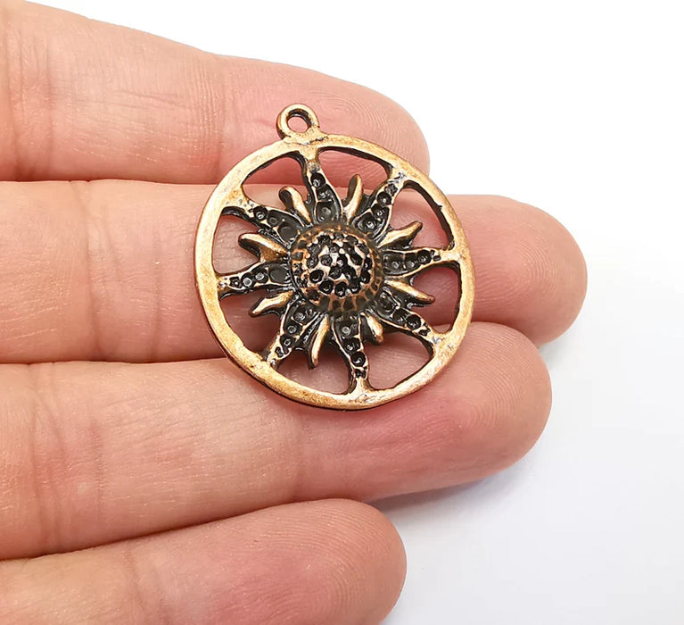 Sun Charms Antique Copper Plated Charms (32x28mm) G29098