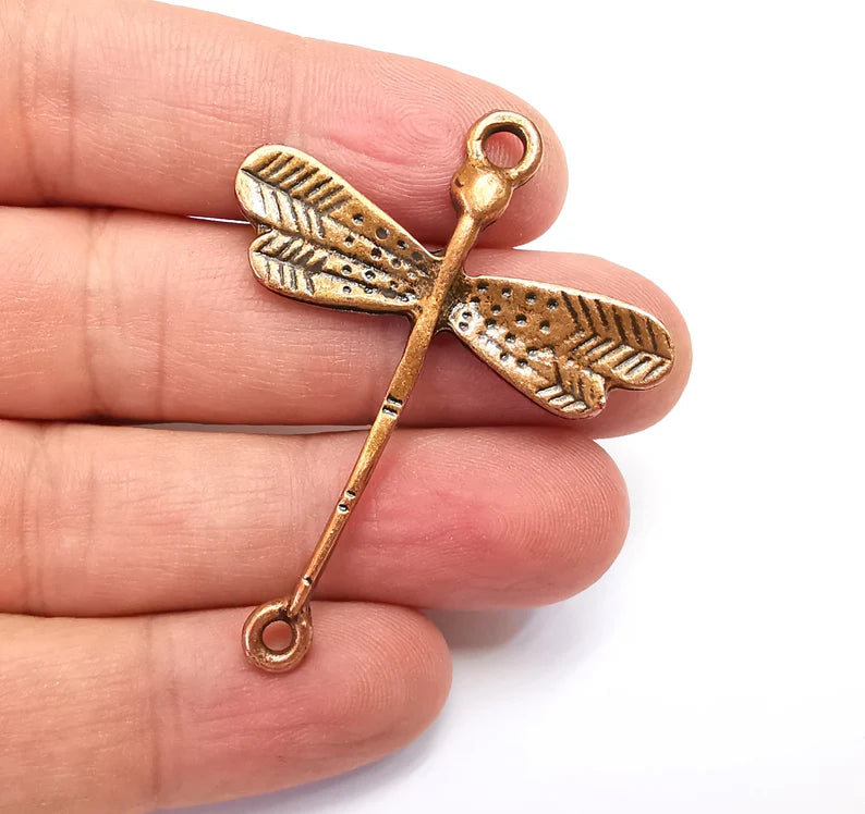 Dragonfly Charms Pendant Connector Antique Copper Plated (54x42mm) G29104
