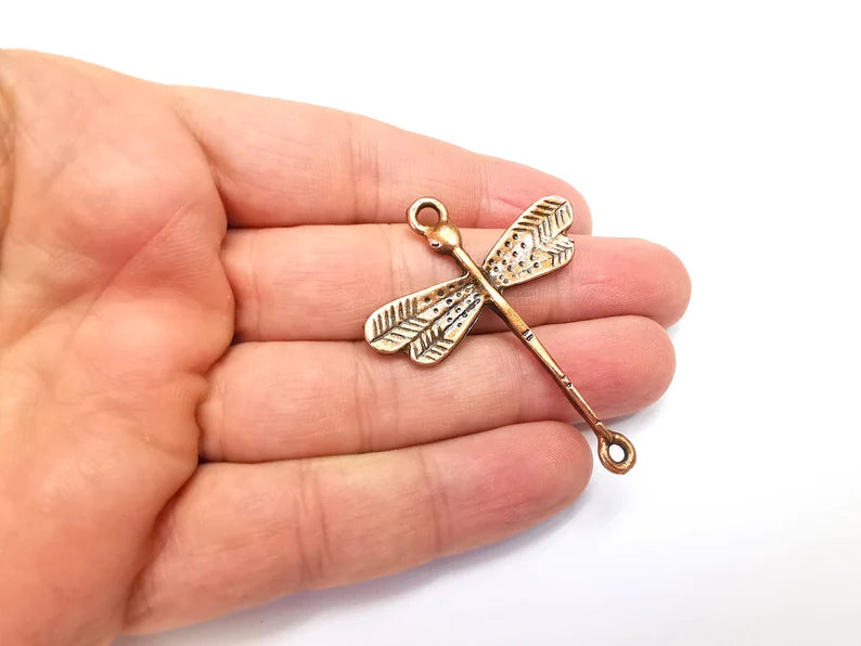 Dragonfly Charms Pendant Connector Antique Copper Plated (54x42mm) G29104