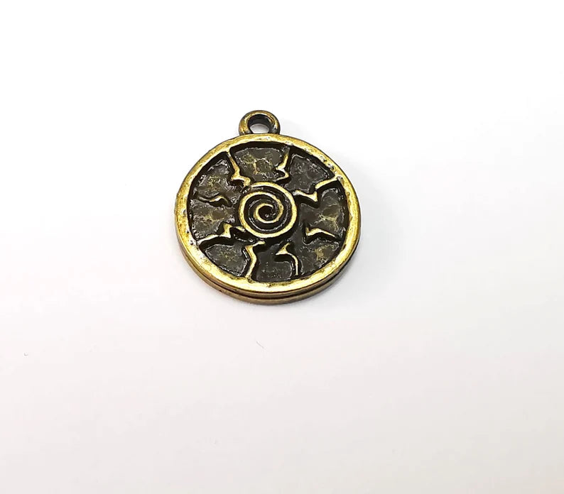 2 Antique Bronze Plated Charms, Sun Charm (22x19mm) G29102