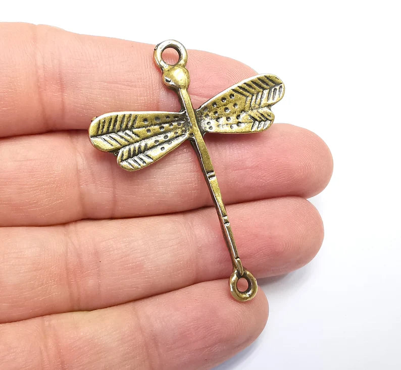 Dragonfly Charms Pendant Connector Antique Bronze Plated (54x42mm) G29101
