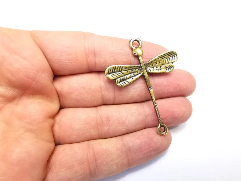Dragonfly Charms Pendant Connector Antique Bronze Plated (54x42mm) G29101