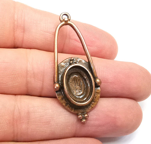 Unique Charms Pendant Bezels, Resin Blank, inlay Mountings, Mosaic Frame, Cabochon Bases Flower Settings Antique Copper (14x10mm) G29109