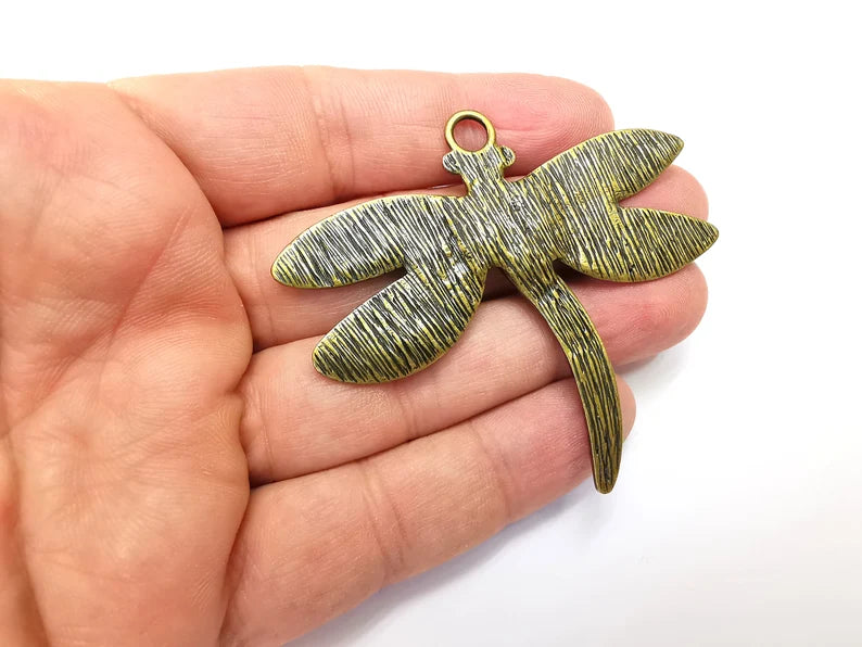 Dragonfly Pendant Charms Antique Bronze Plated (70x62mm) G29118
