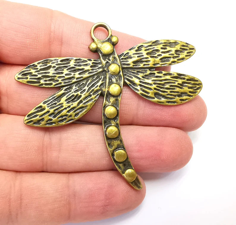Dragonfly Pendant Charms Antique Bronze Plated (70x62mm) G29118