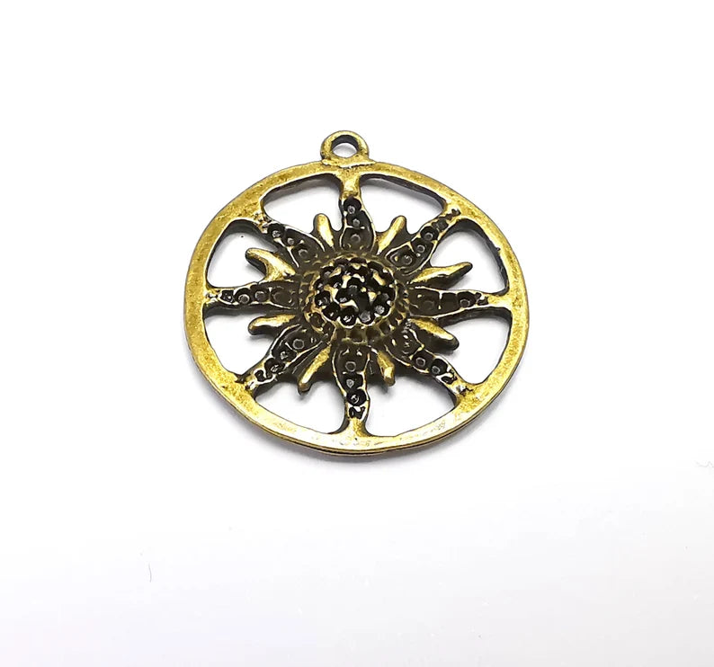 Sun Charms Antique Bronze Plated Charms (32x28mm) G29119