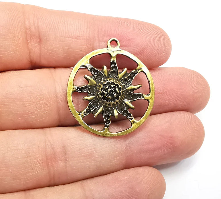 Sun Charms Antique Bronze Plated Charms (32x28mm) G29119