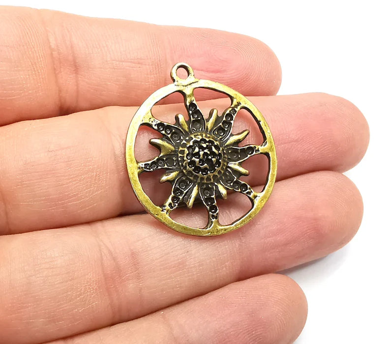 Sun Charms Antique Bronze Plated Charms (32x28mm) G29119