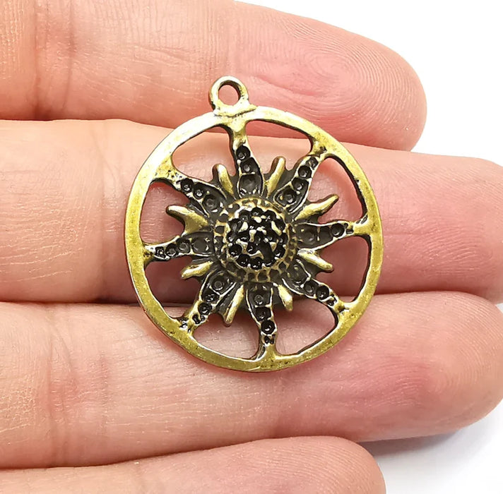 Sun Charms Antique Bronze Plated Charms (32x28mm) G29119