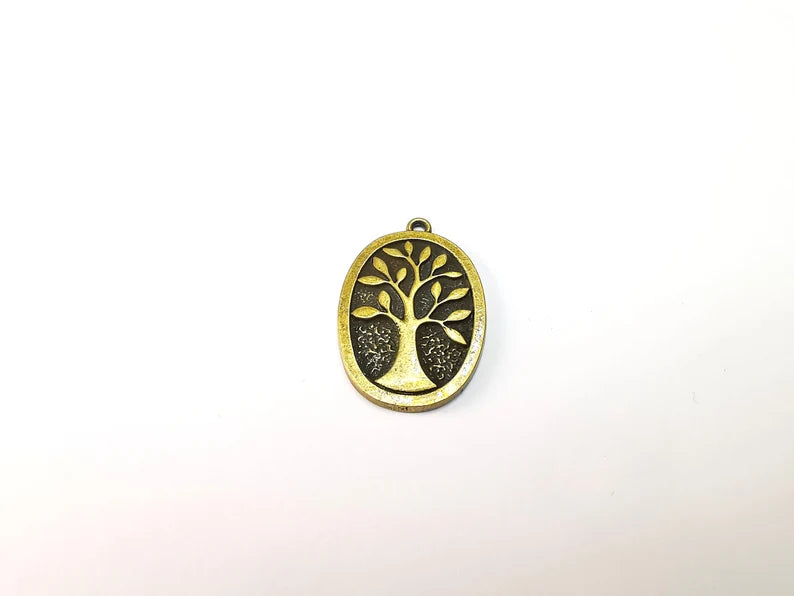 Tree Charms Antique Bronze Plated DIY Charms, Dangle Earring Component (37x25mm) G29121