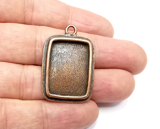 Rectangle Pendant Blanks, Resin Bezel Bases, Mosaic Mountings, Dry flower Frame, Polymer Clay base, Antique Copper Plated (25x18mm) G29127