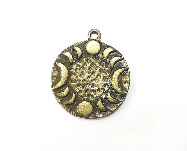 Crescent Moon Charms, Phase of the moon, Antique Bronze Plated Charms (29x25mm) G29128