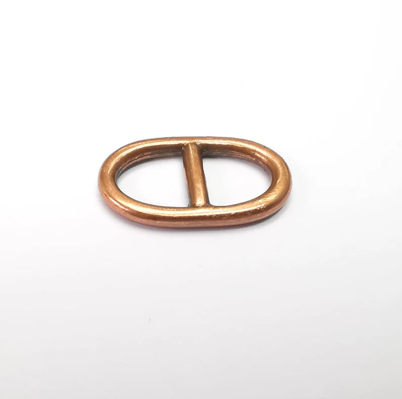 5 Two Hole Connector Antique Copper Plated Oval Findings (23x13mm) G29413