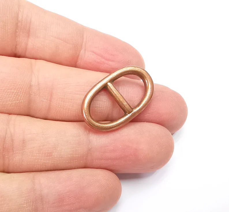 5 Two Hole Connector Antique Copper Plated Oval Findings (23x13mm) G29413