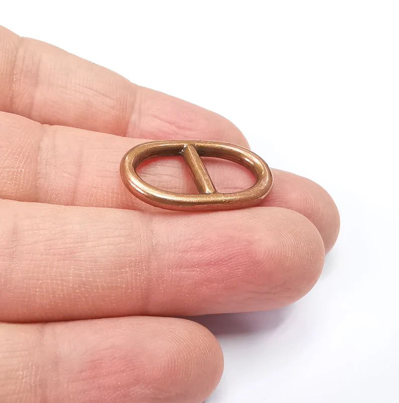 5 Two Hole Connector Antique Copper Plated Oval Findings (23x13mm) G29413