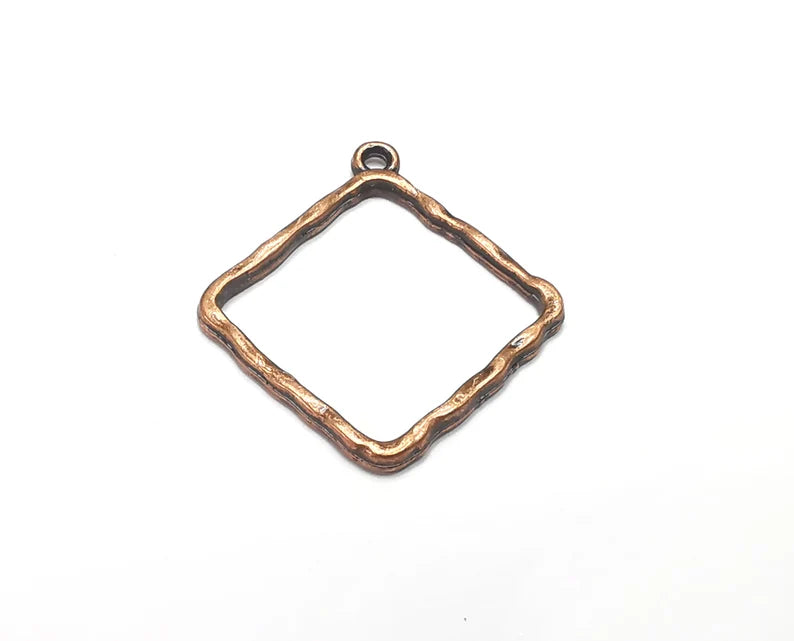 5 Square Charms Antique Copper Plated Charms (30x28mm) G29414