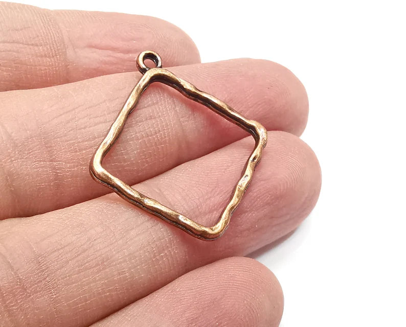 5 Square Charms Antique Copper Plated Charms (30x28mm) G29414