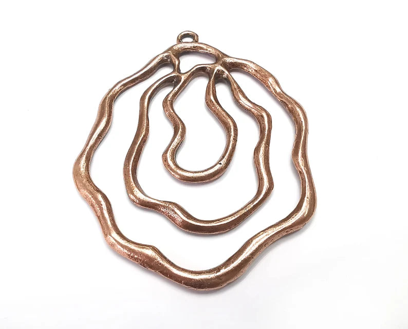 Organic Shape Pendant , Antique Copper Plated (87x66mm) G29416