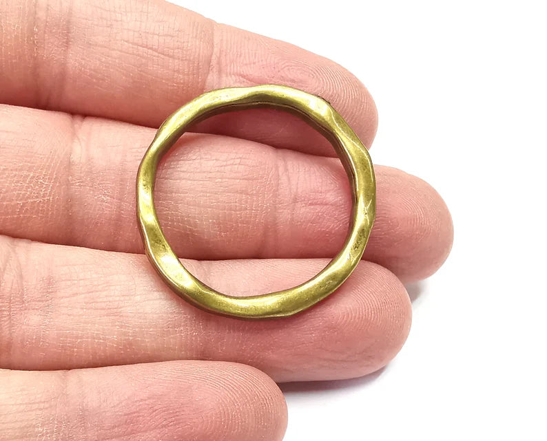 Antique Bronze Round Connector Antique Bronze Plated Organic Shape Hoop (34mm) G29419