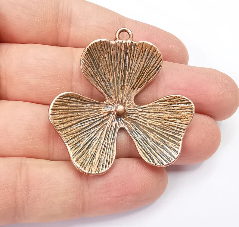 Flower Pendant Charms Antique Copper Plated Charms (44mm) G29133