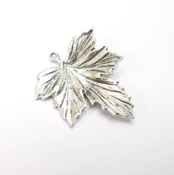 Leaf Pendant Charms Antique Silver Plated Charms (44mm) G29136