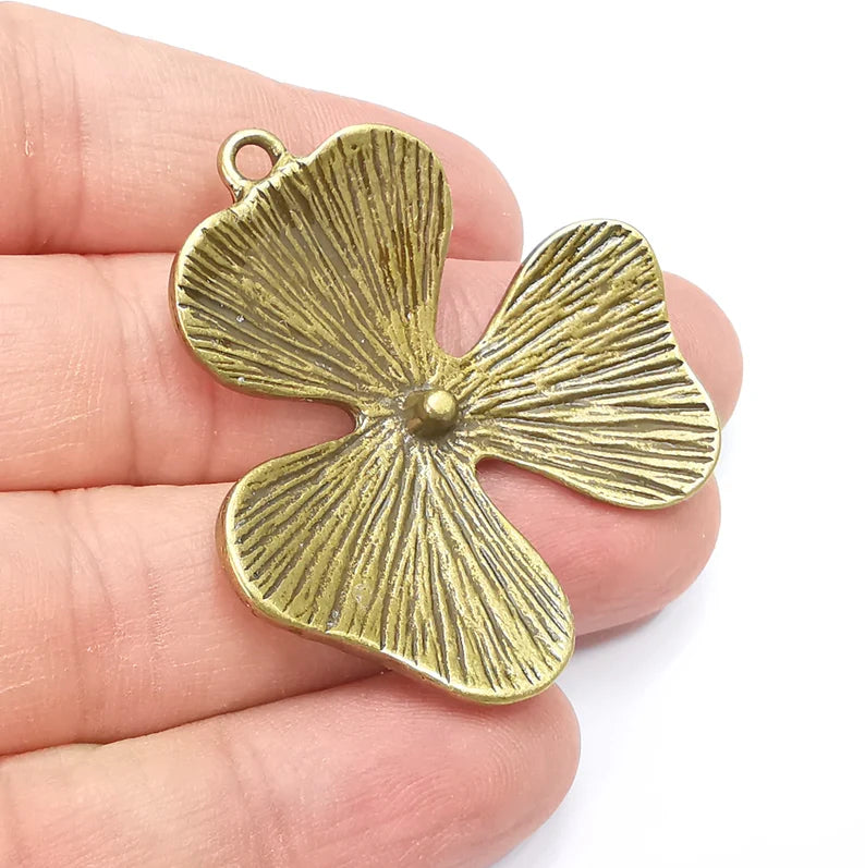 Flower Pendant Charms Antique Bronze Plated Charms (44mm) G29140