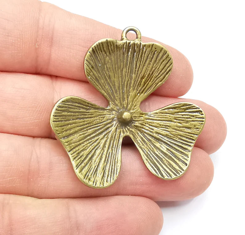 Flower Pendant Charms Antique Bronze Plated Charms (44mm) G29140