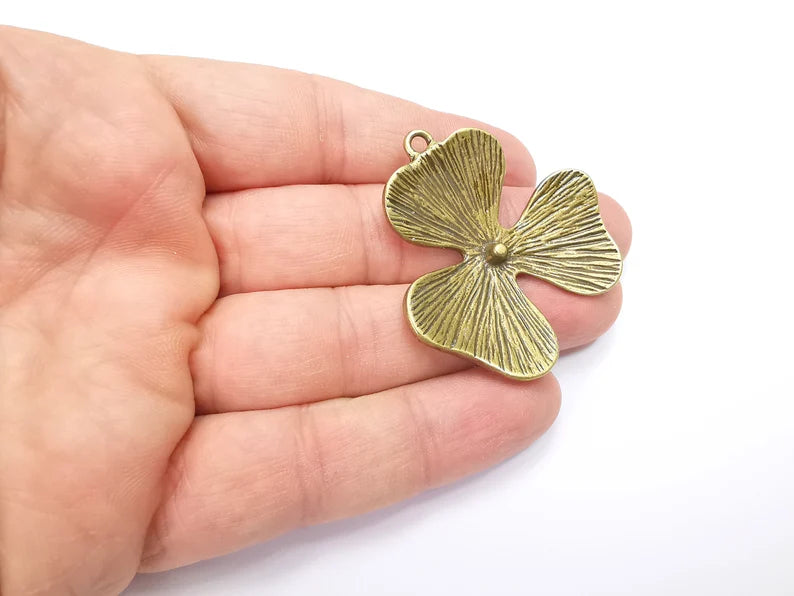 Flower Pendant Charms Antique Bronze Plated Charms (44mm) G29140