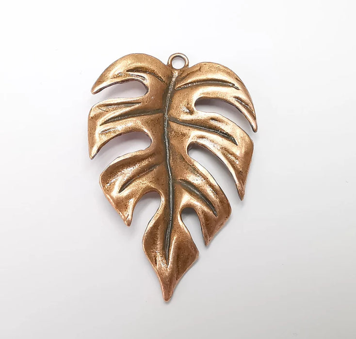 Monstera Leaf Charms Pendant Antique Copper Plated (59x39mm) G29150