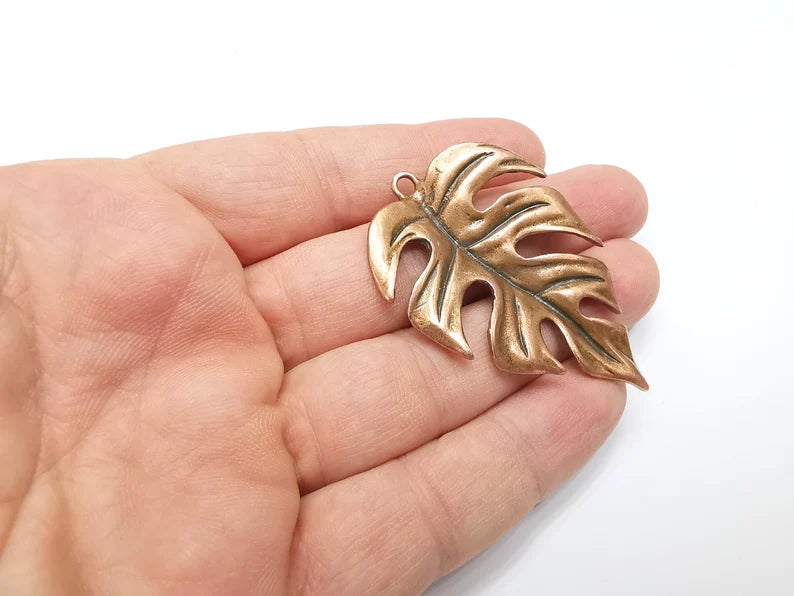 Monstera Leaf Charms Pendant Antique Copper Plated (59x39mm) G29150